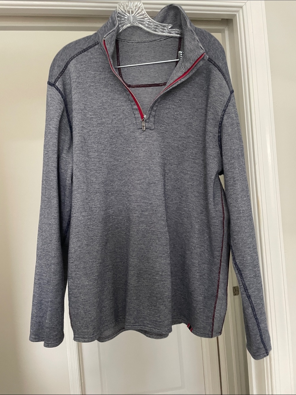 Tommy Bahama Heather Gray Half-Zip with Red Trim